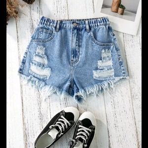 NWOT size 0 frayed hem distressed cutoff acid wash 90s jean denim shorts! 💙